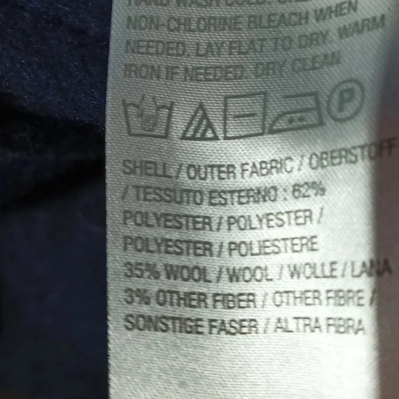 Wool blend Isaac Mirzah Live coat navy snap buttons self tie  belt nwot large - Picture 12 of 13